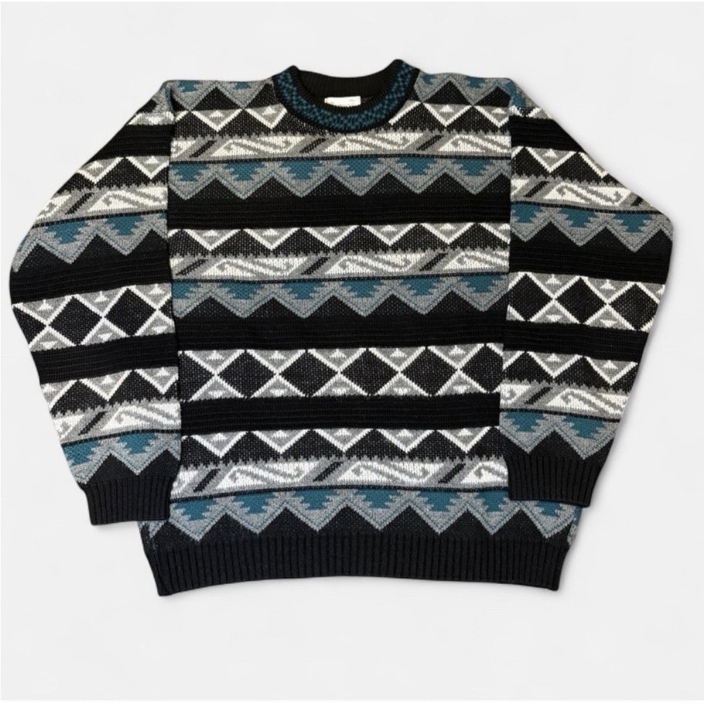 Vintage Protege by Tag Men's XL Sweater Geometric Longsleeve crewneck multicolor